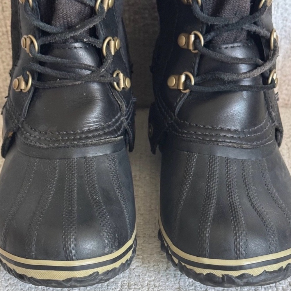Sorel Conquest Carly Black Women's Winter Lace-Up Boots 8 - Picture 5 of 11